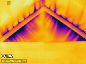 Thermal imaging showing poor insulation in a home.